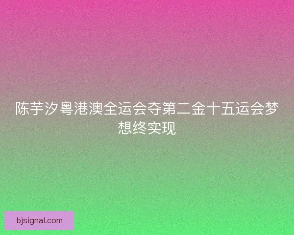 陈芋汐粤港澳全运会夺第二金十五运会梦想终实现